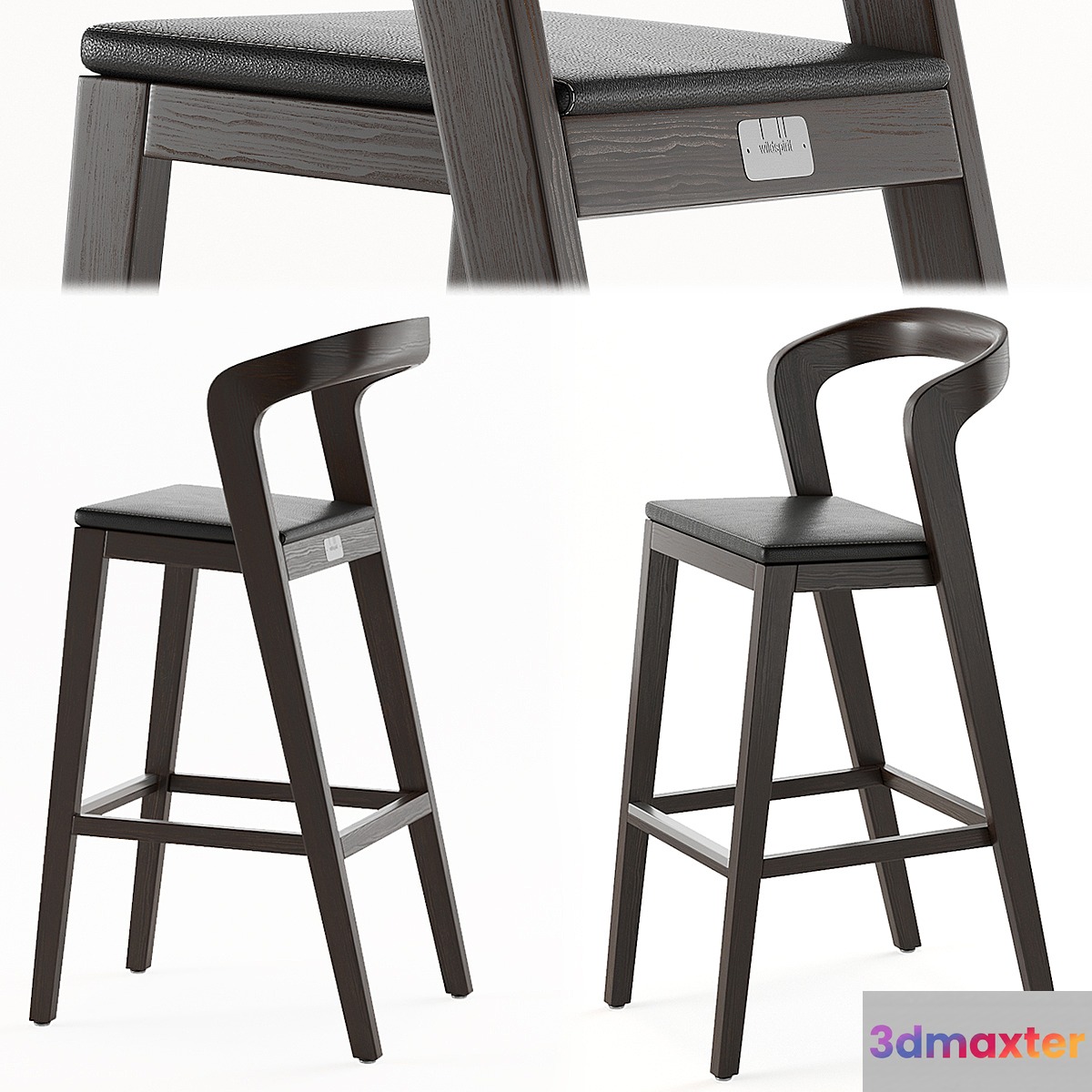 Play Barstool High Solid American Walnut by Wildspirit 3D Max