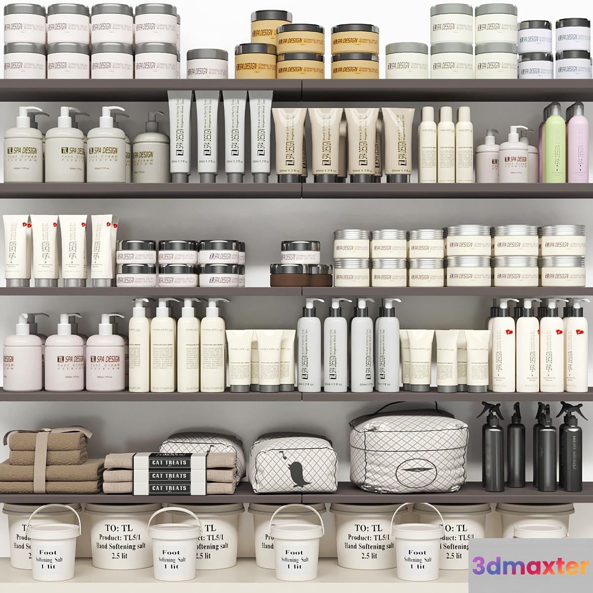 Shelf with a collection of cosmetics. Beauty saloon and bathroom accessories - No.3