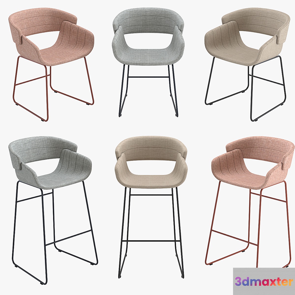BluDot Racer Dining Chair & Barstool Bar Chair and Bar Chair 3D Max