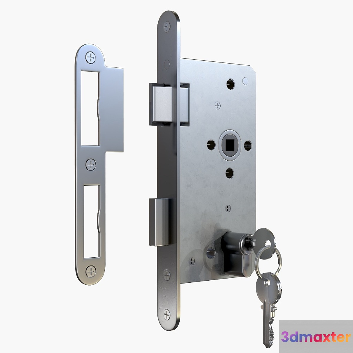 Euro Profile Cylinder Barrel Lock with keys 3D Max