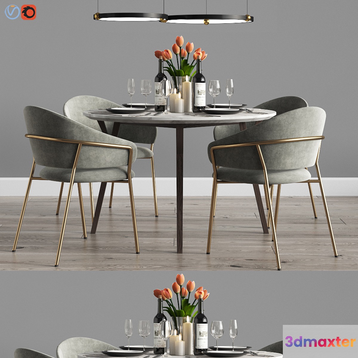 Modern Dinning Set 9 3D Max