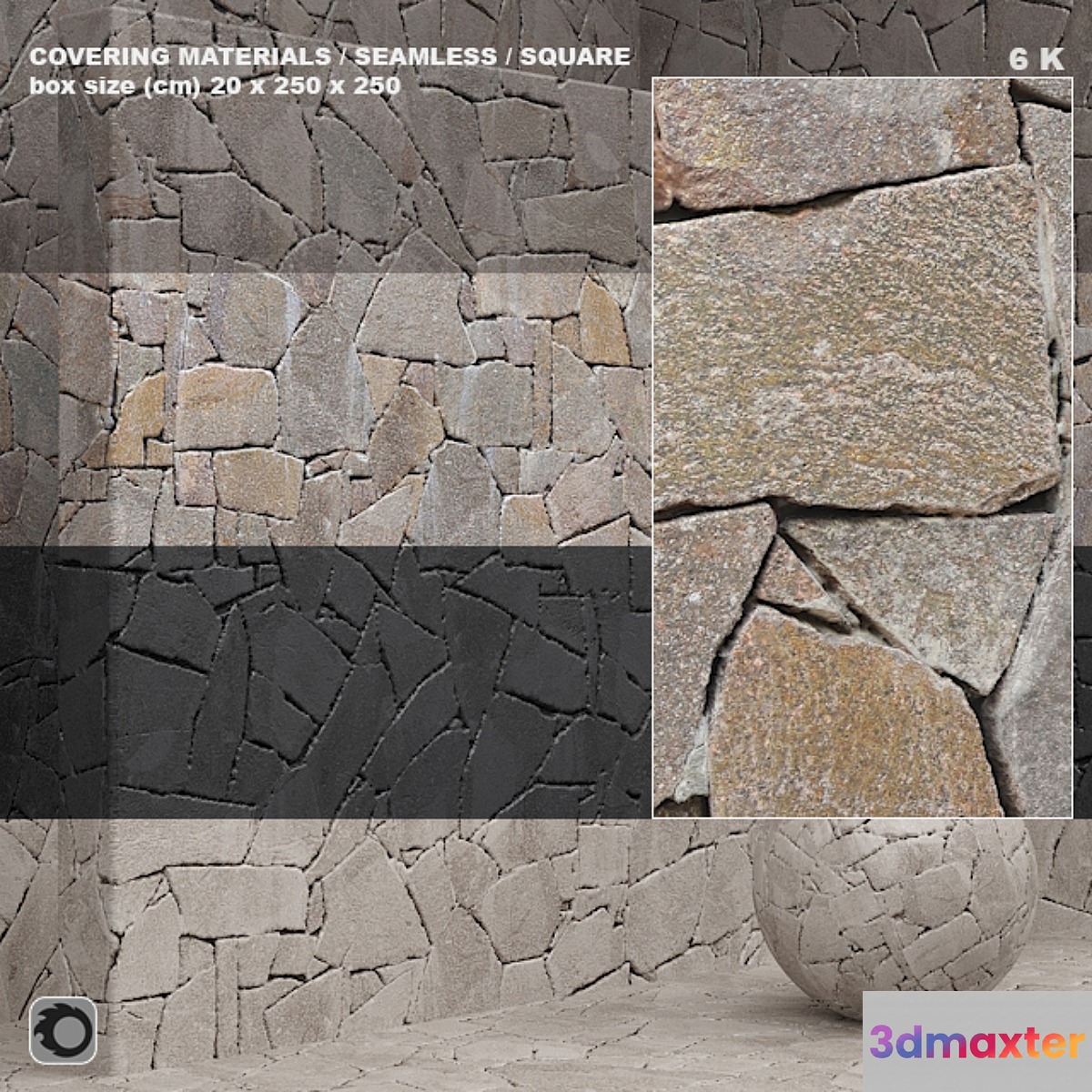 Material (seamless) - stone panel set 84 3D Max