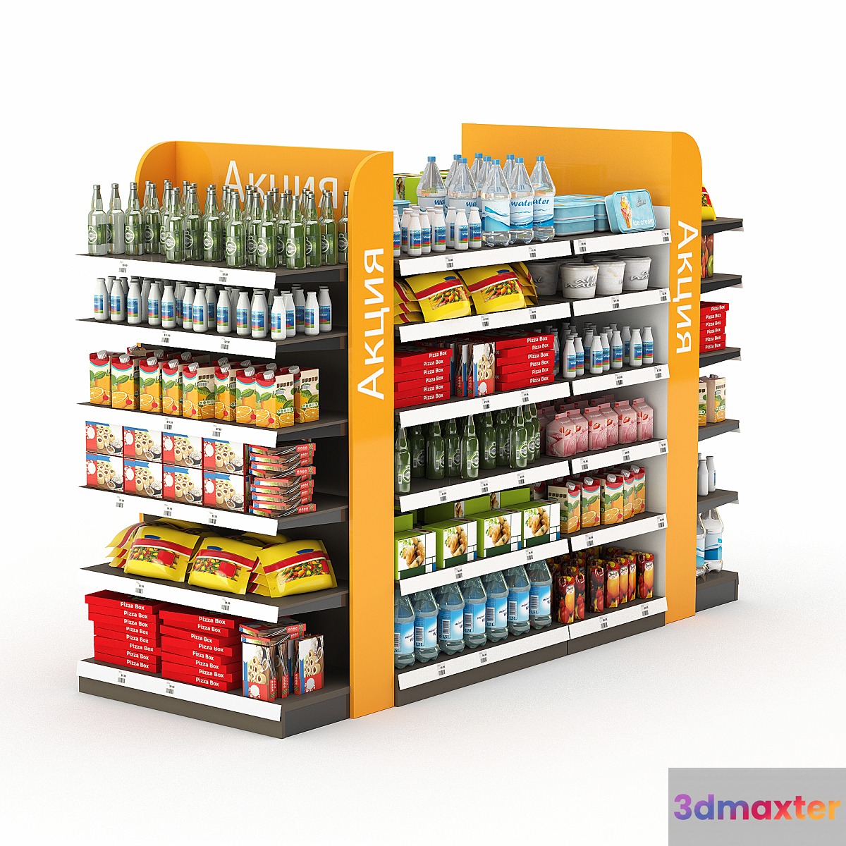 Racks for the store with filling. 3D Max