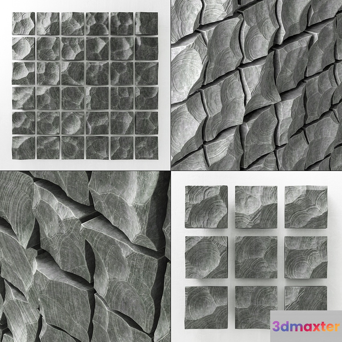 Rock stone decorative panel _ Decorative panel of rock stone 3D Max