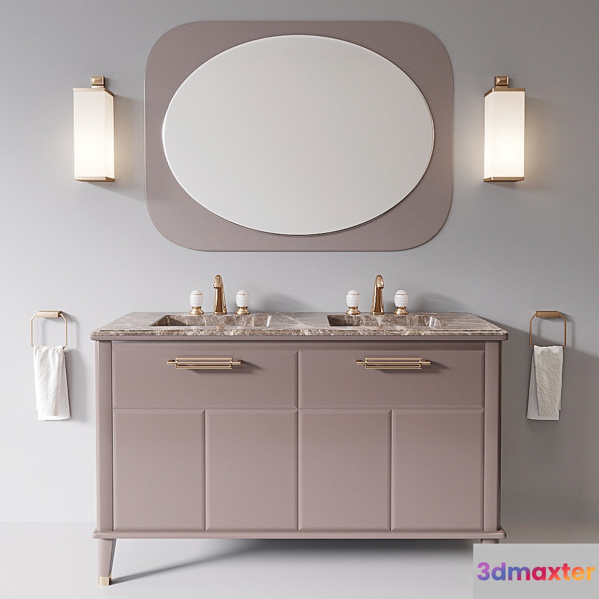 Riviere Cappuccino Emperador Dark Bathroom set by Oasis Group - No.4