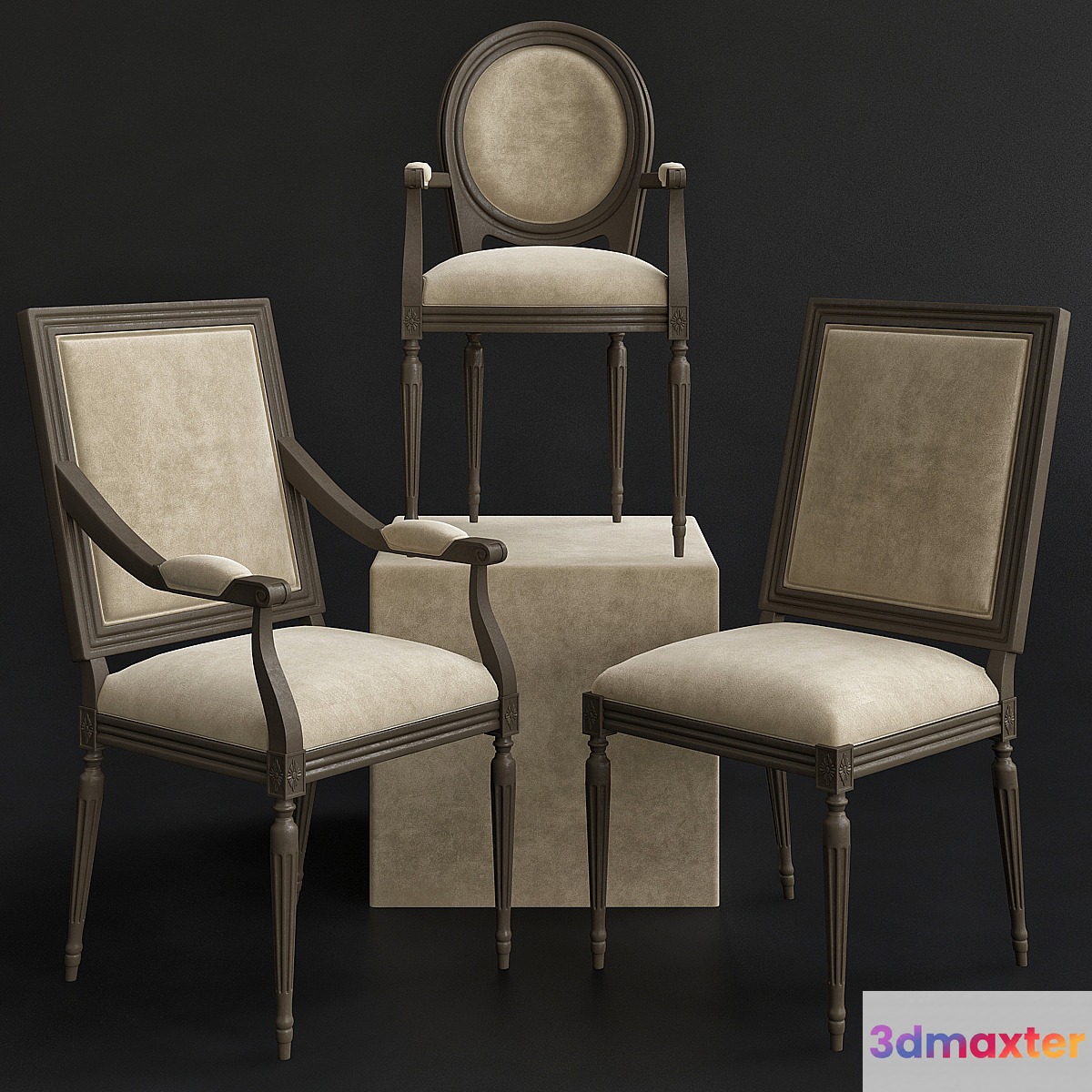 Restoration Hardware Classic Upholstered Chairs 3D Max