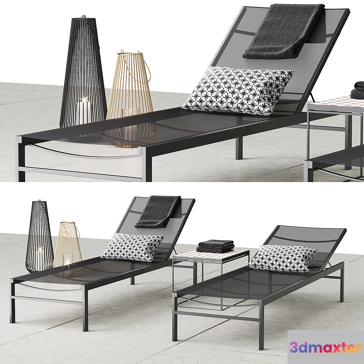 CB2 idle black sun lounger set - No.4