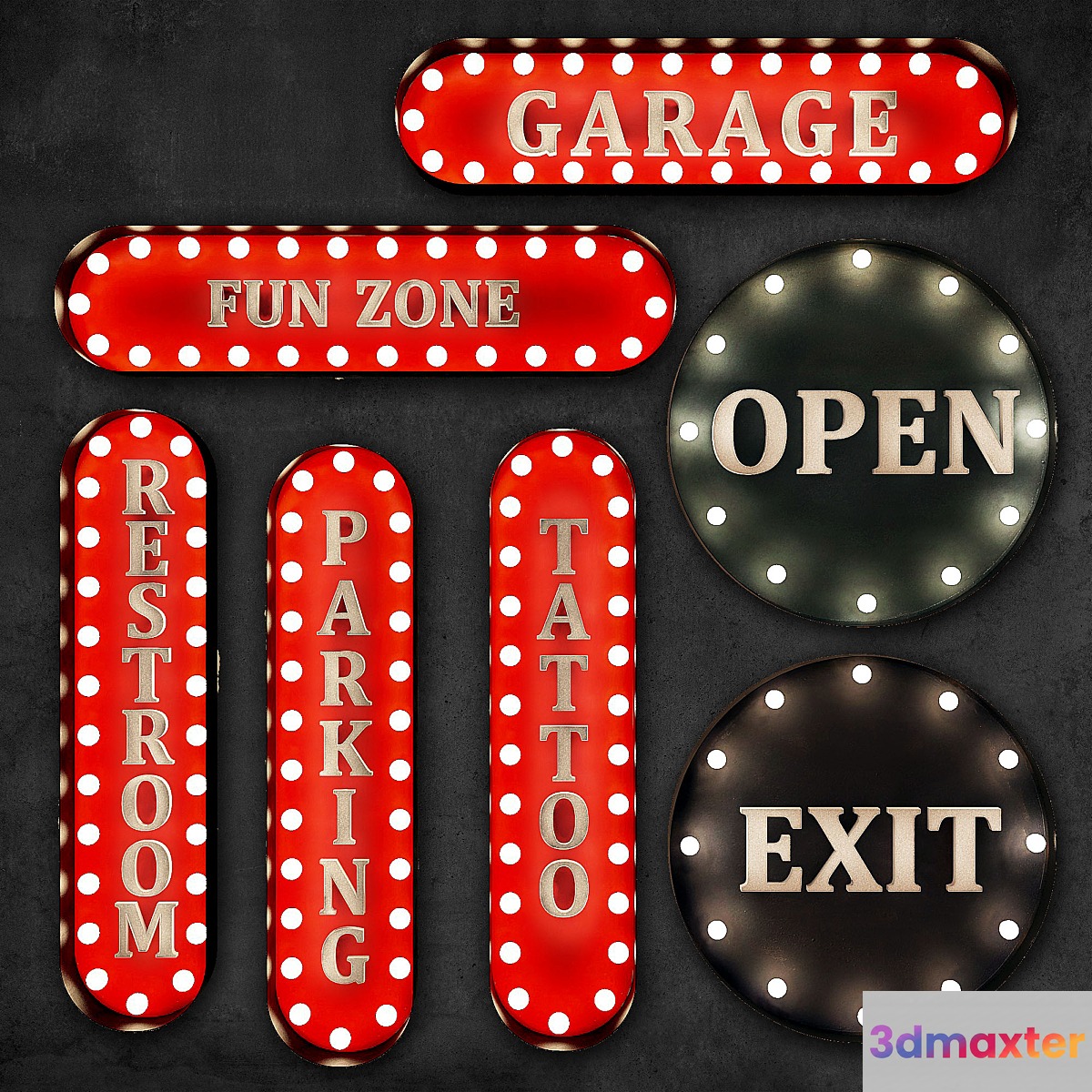 Lighted Metal sign. Set 8