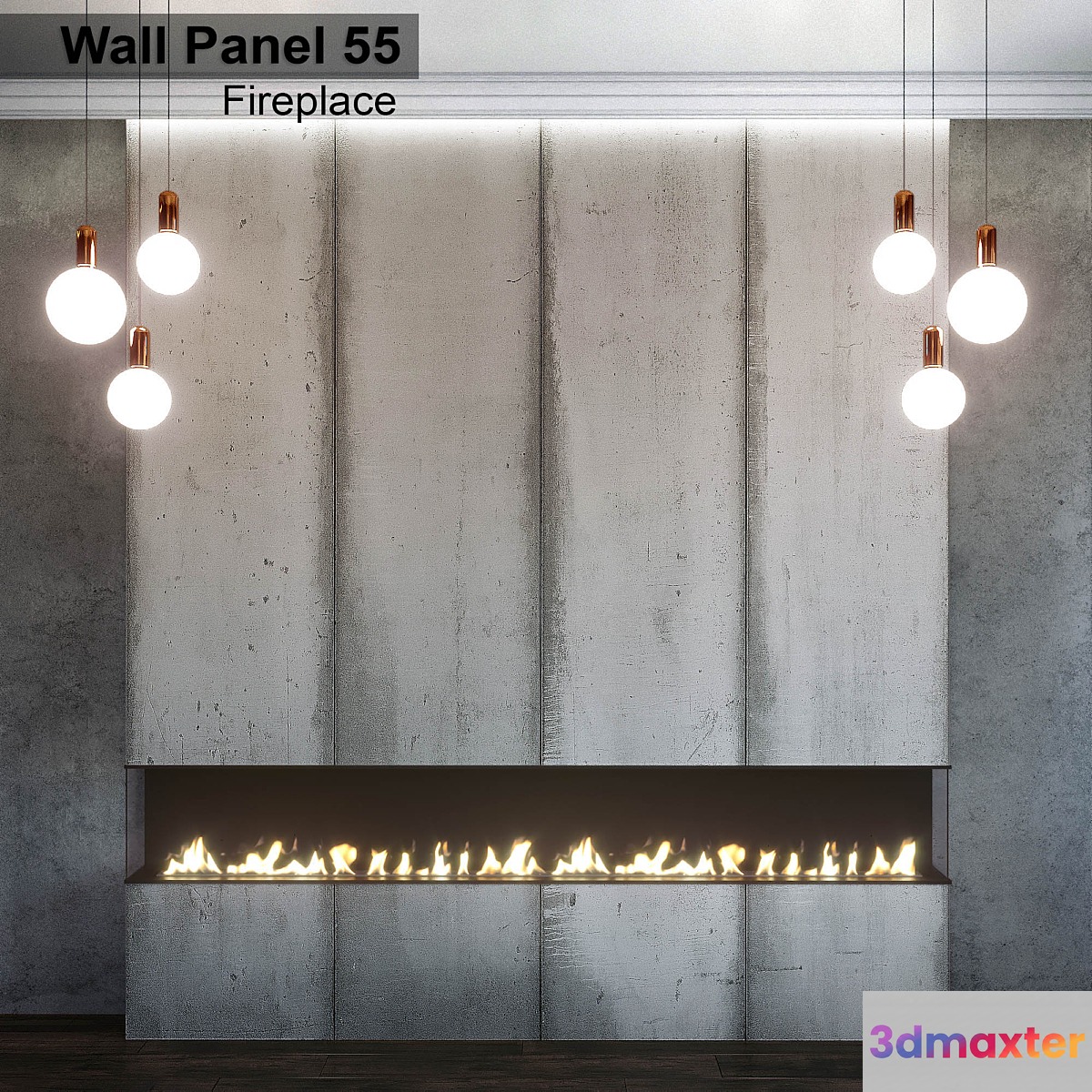 Wall Panel 55. Fireplace 3D Max