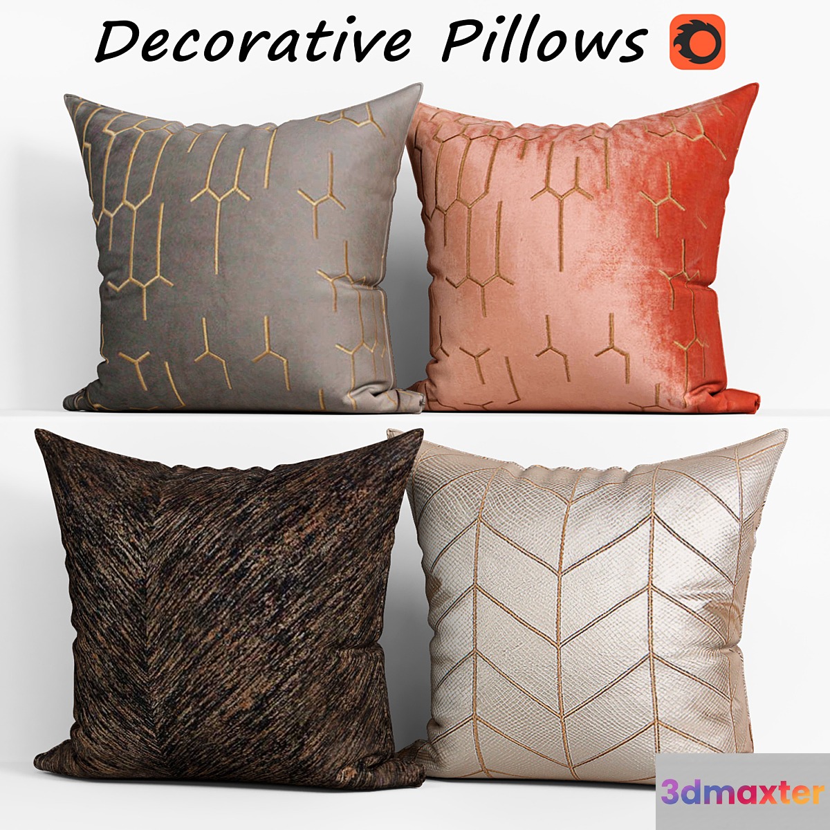 Decorative Pillow set 180 Etsy 3D Max