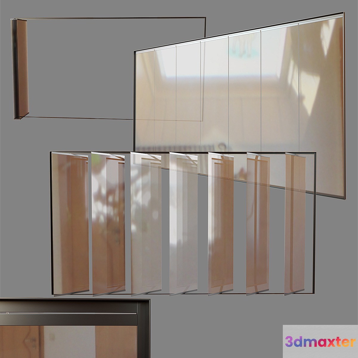 Glass partition movable 3D Max