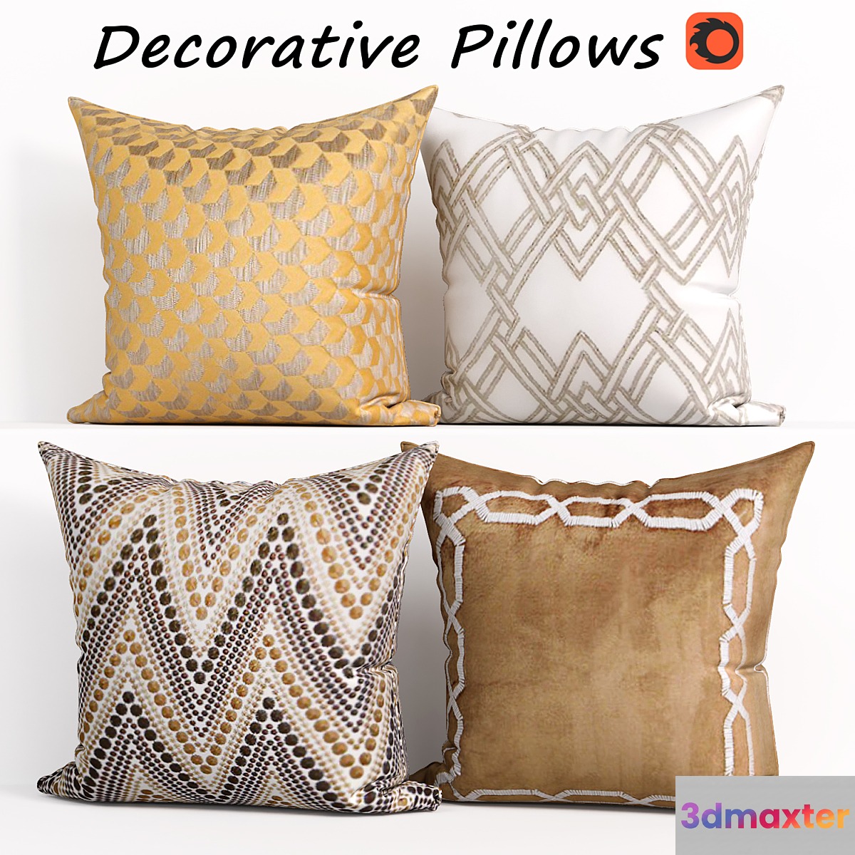 Decorative Pillow set 182 Etsy 3D Max