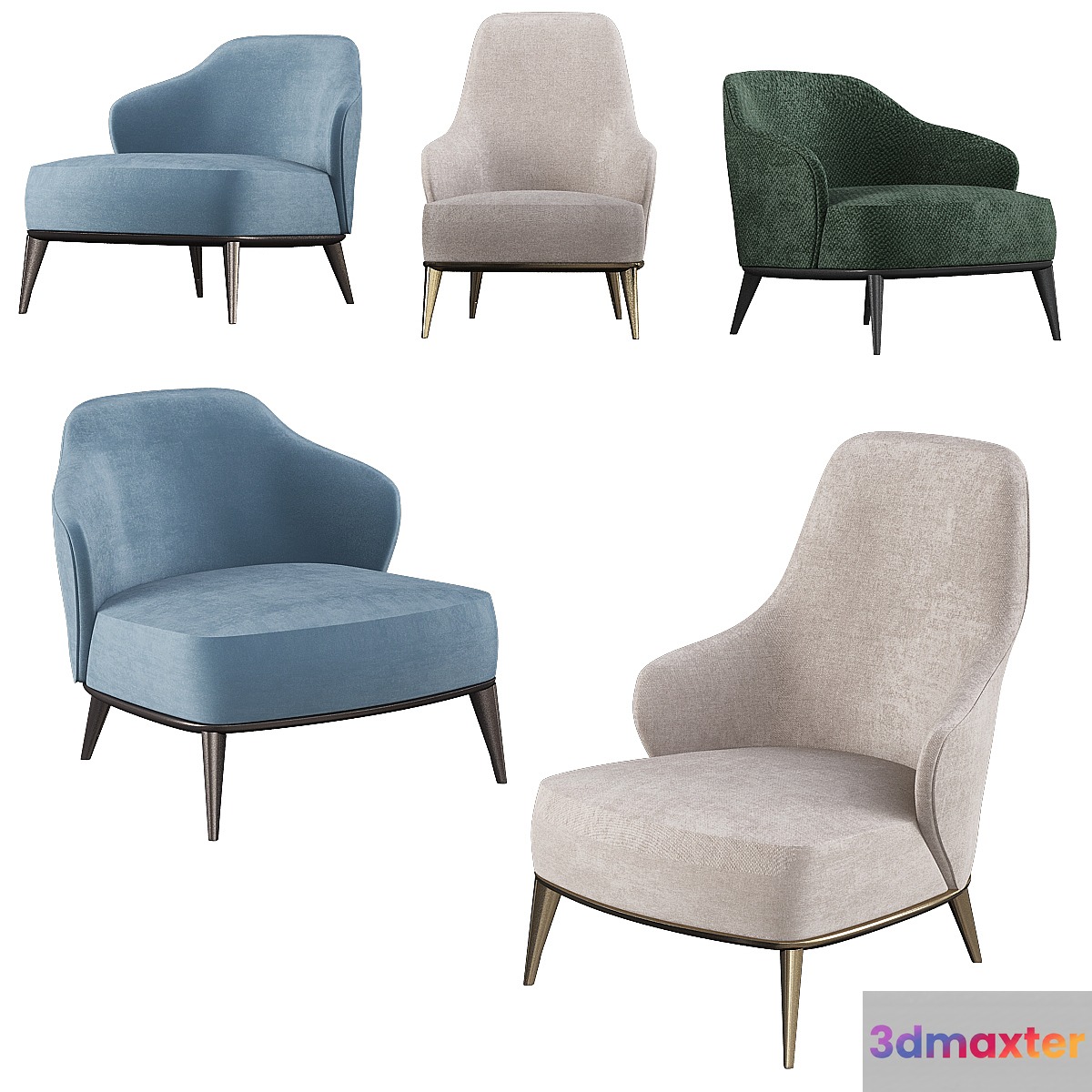 Leslie Armchairs 3D Max