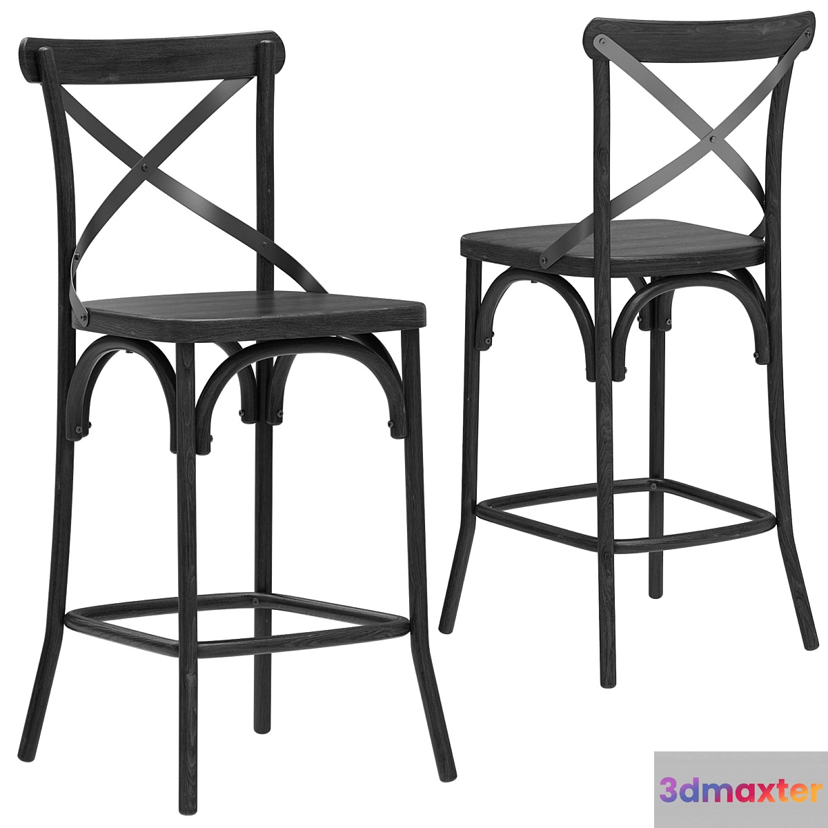 Deephouse semi-bar stool BELLA CROSS black 3D Max