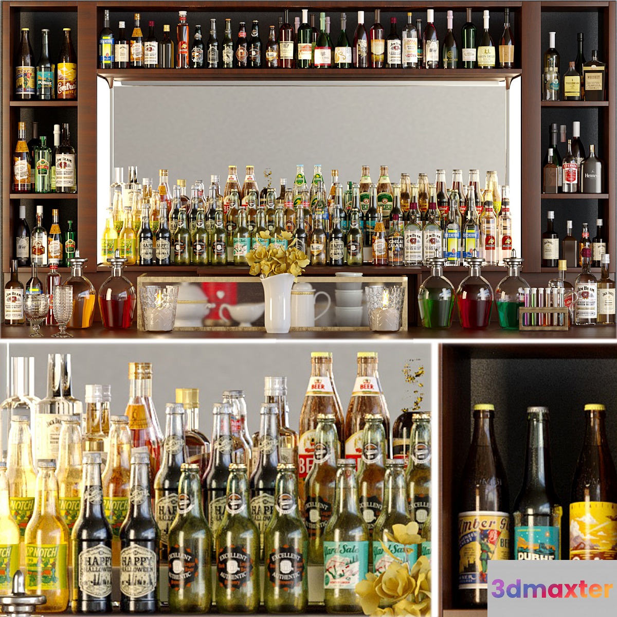 Huge bar with alcohol. Pub