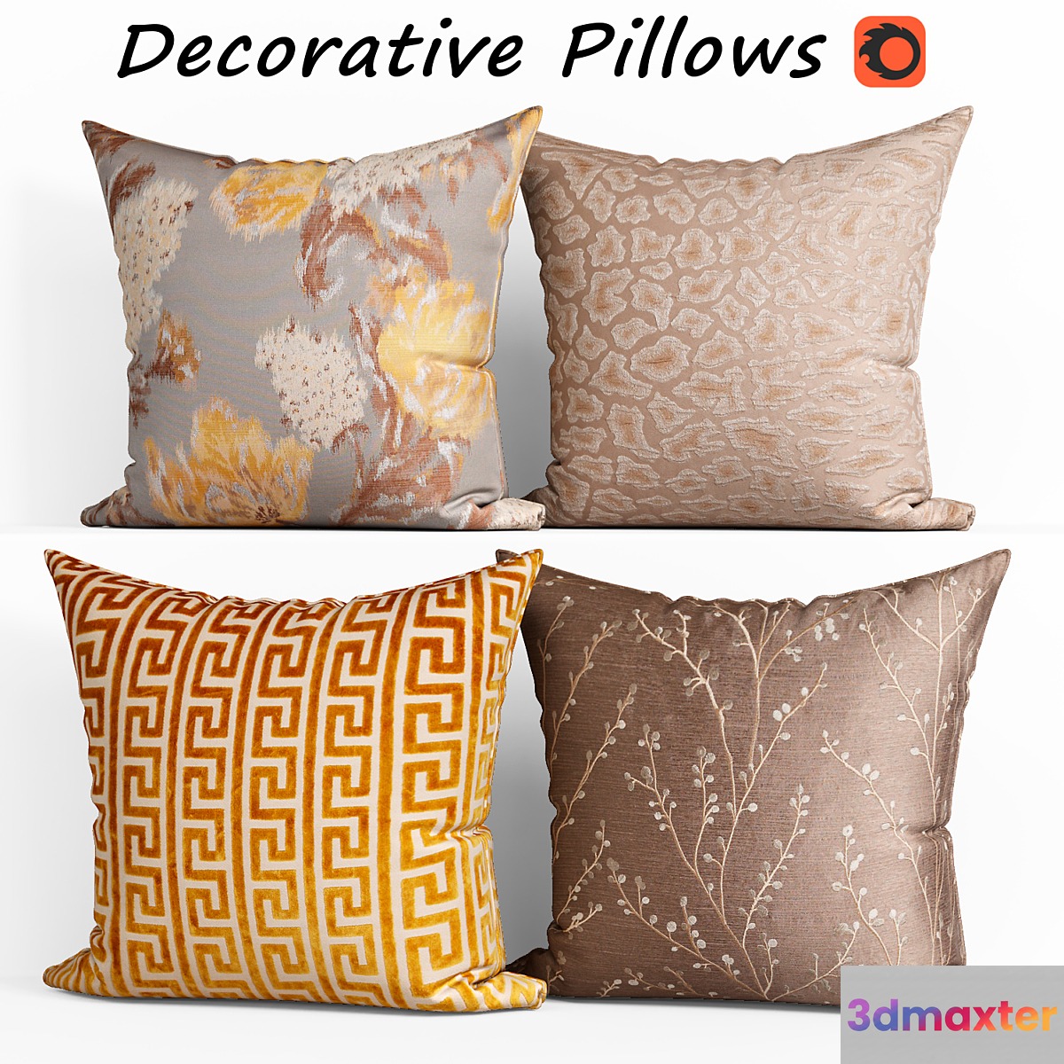 Decorative Pillow set 189 Etsy 3D Max