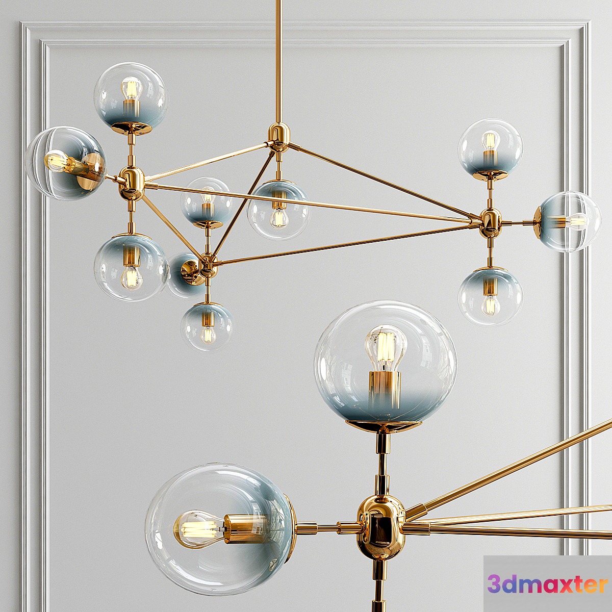 Modo Chandelier Globes Blue Ambre 3D Max