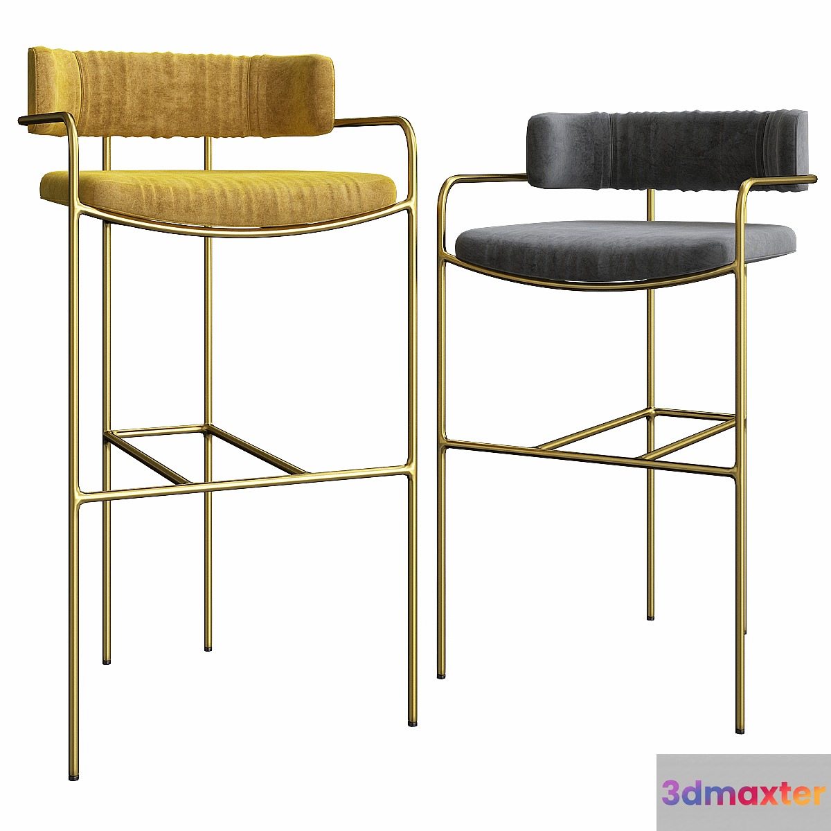 Lenox Velvet Bar and Counter Stools 3D Max