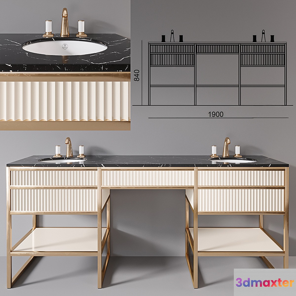Academy 2x Nero marquinia Console by Oasis Group - No.2