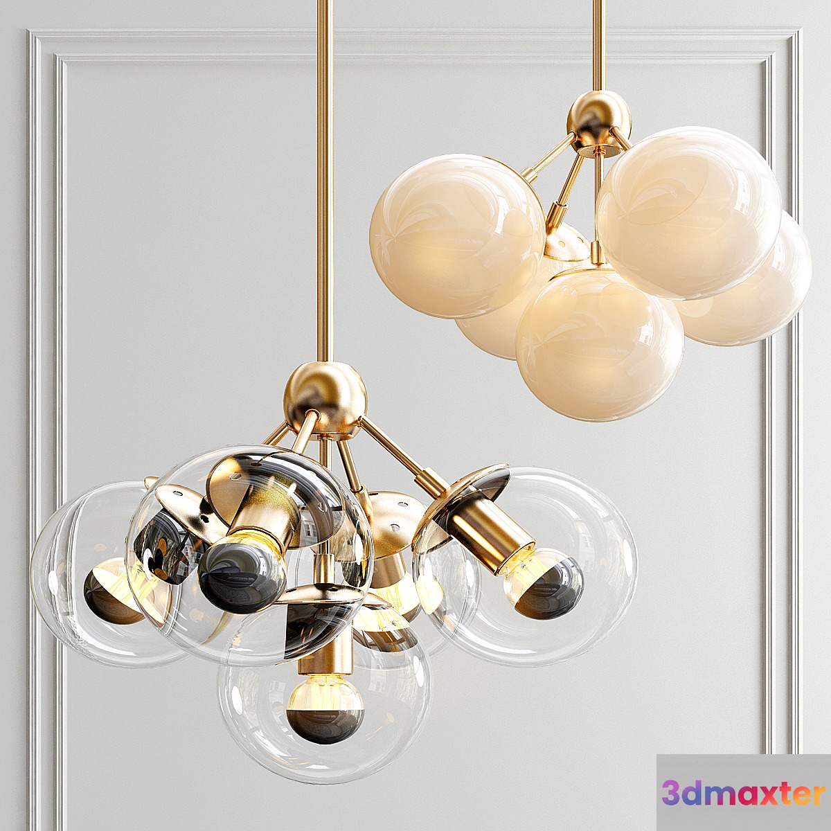 Modo 5 Brass white & clear glass 3D Max