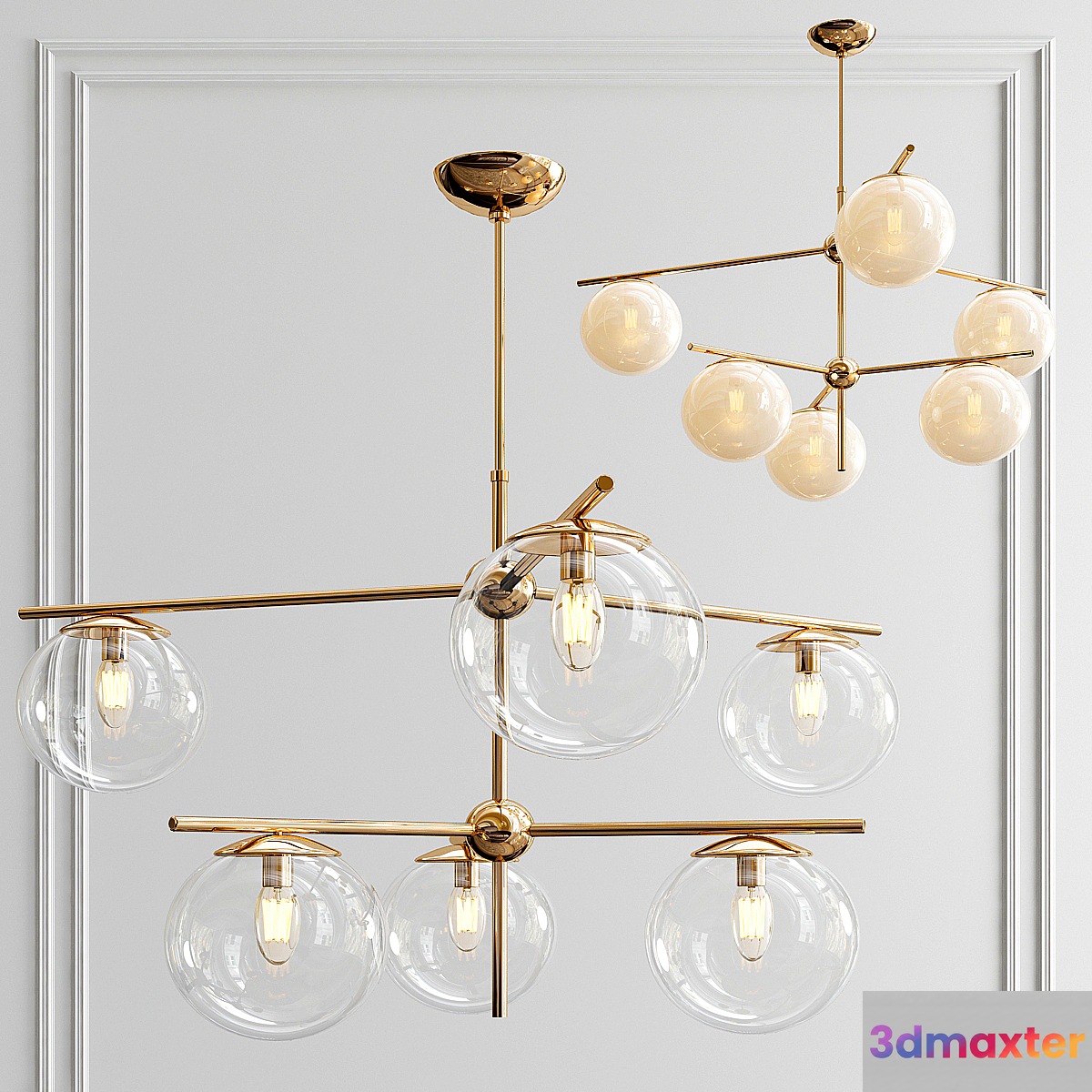 Sphere Stem 6-Light Chandelier 3D Max