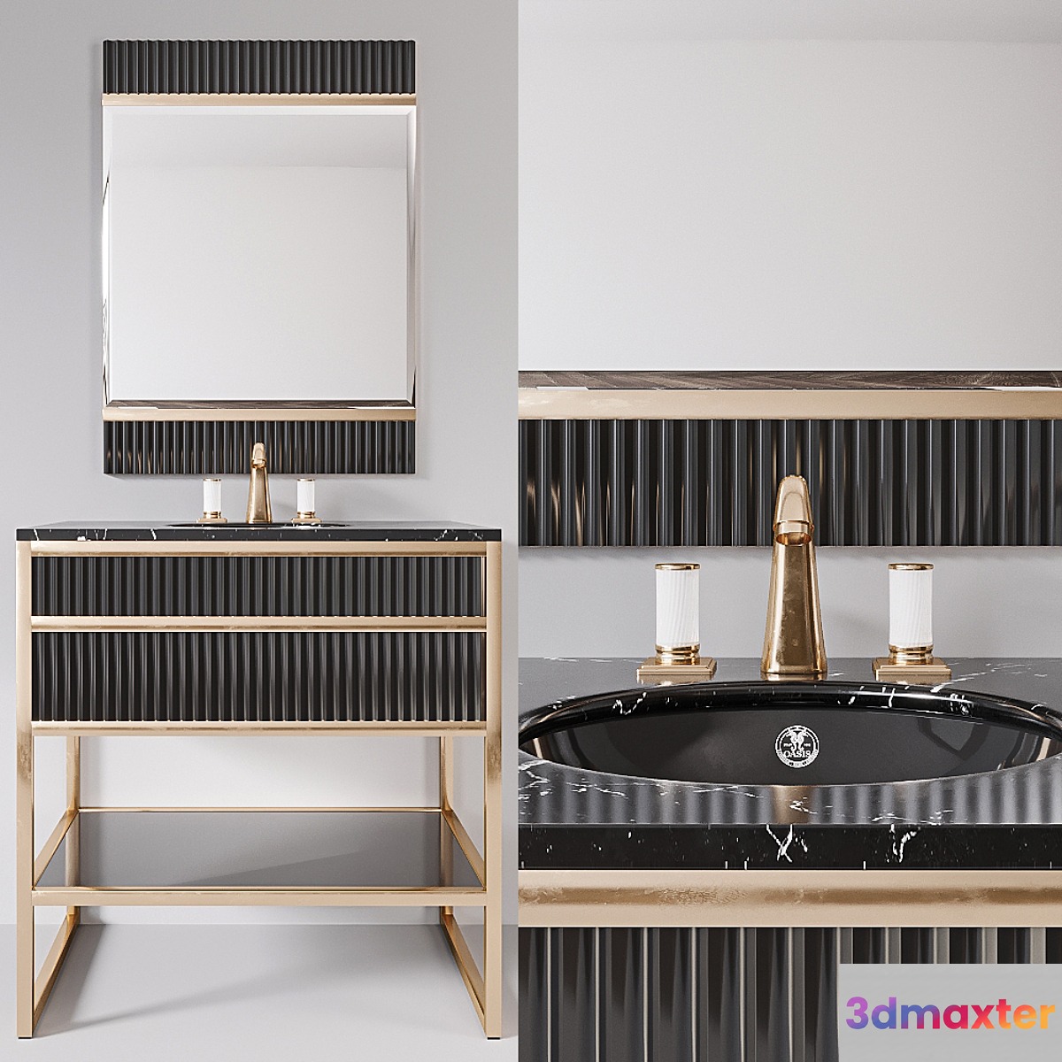 Academy nero marquinia black glass Console by Oasis Group 3D Max
