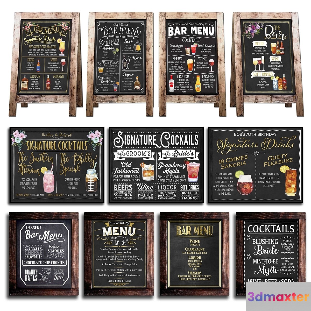 Chalkboard for cafe 2 3D Max