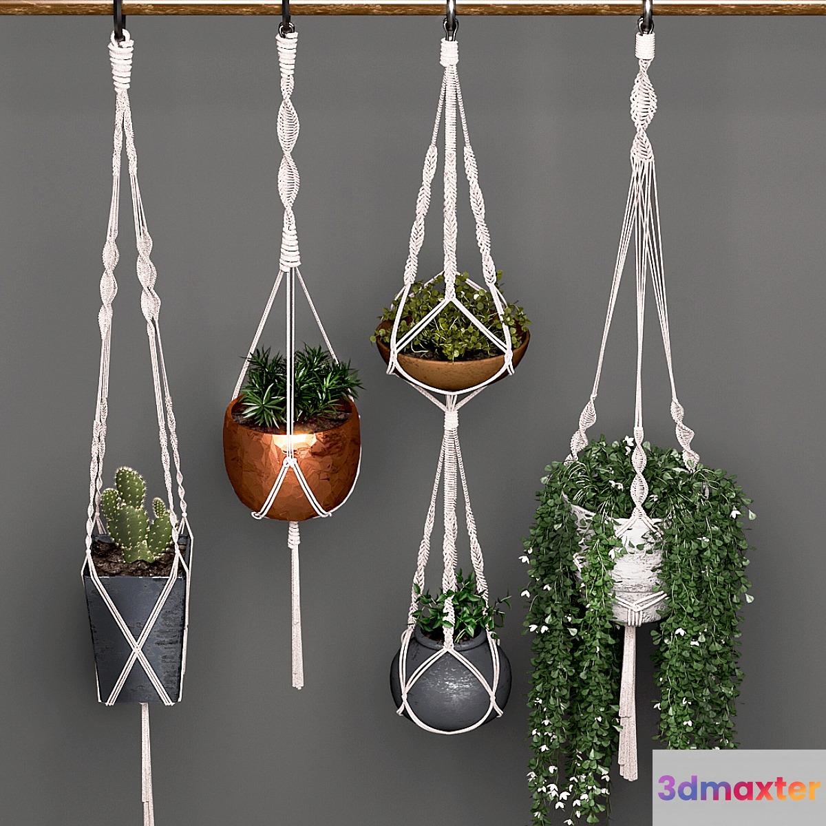 Decorative set of hanging pots 3D Max