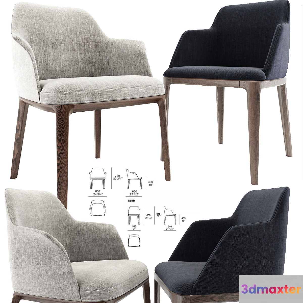 Poliform Sophia And Grace Arm Dining Chair 3D Max