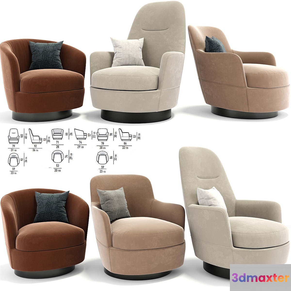 Minotti Jacques Armchair Set 3D Max