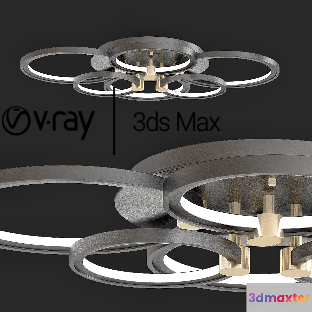 White Black Golden Modern Led Ceiling Lamp 3D Max