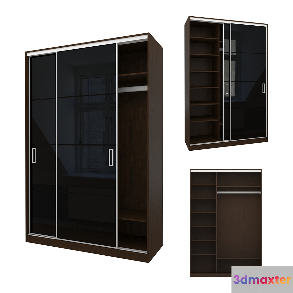 Sliding wardrobe in a narrow Modus MS163 profile 3D Max
