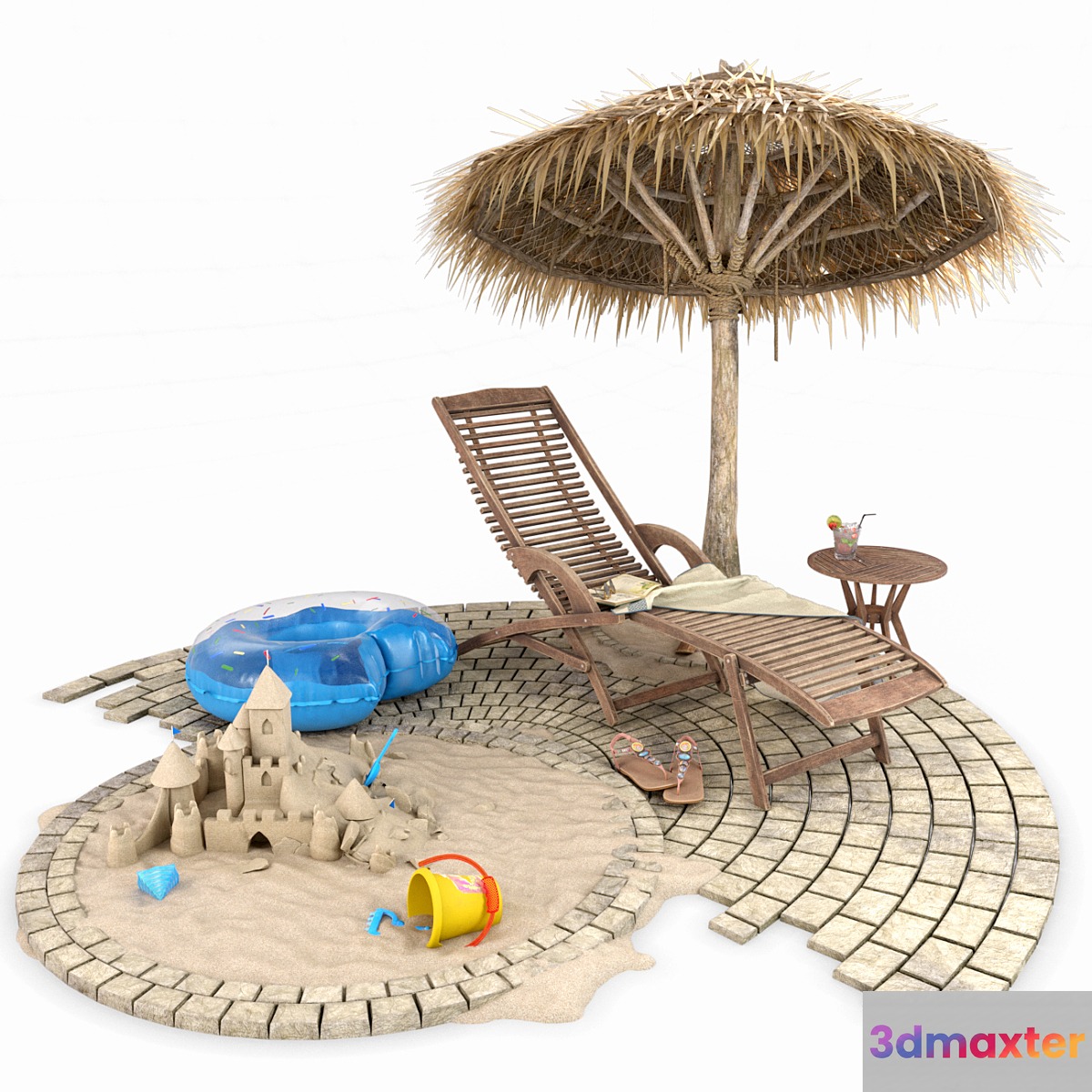 Summer Beach and Pool Set 3D Max