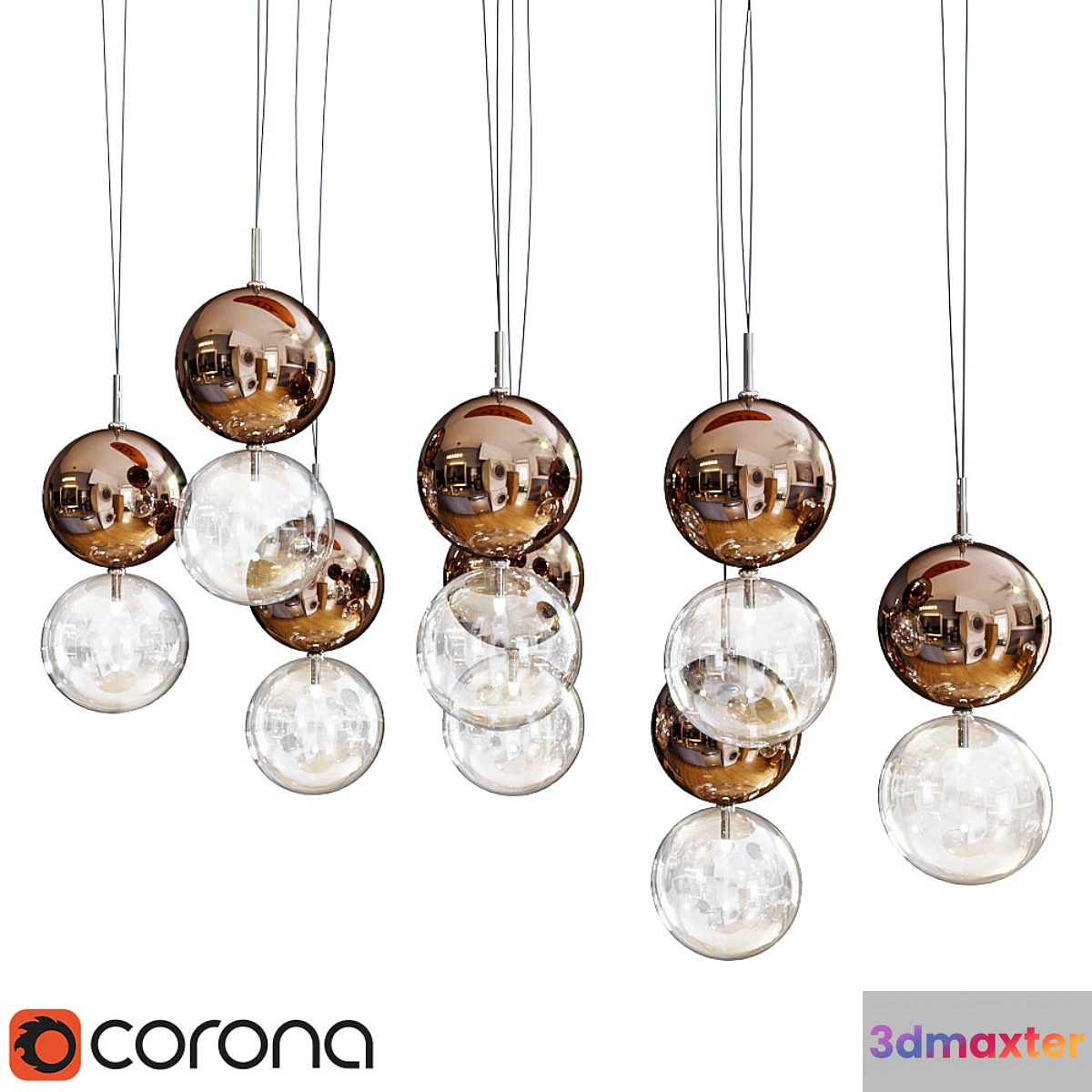lampada sospensione apollo di cattelan italia 3D Max