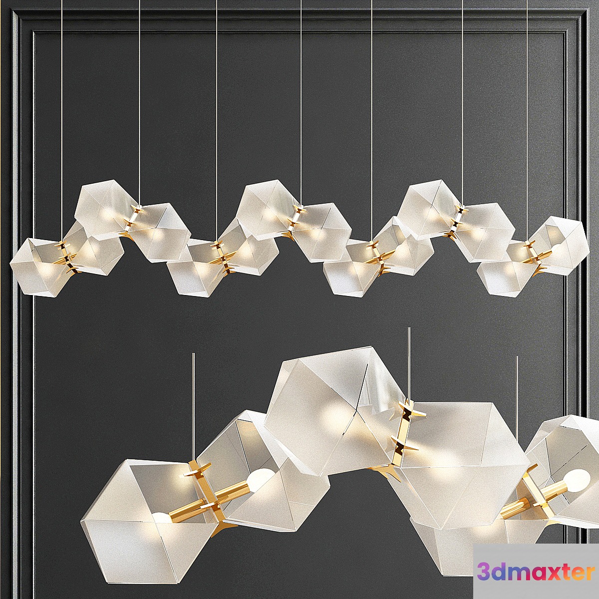 Welles long chandelier 3D Max