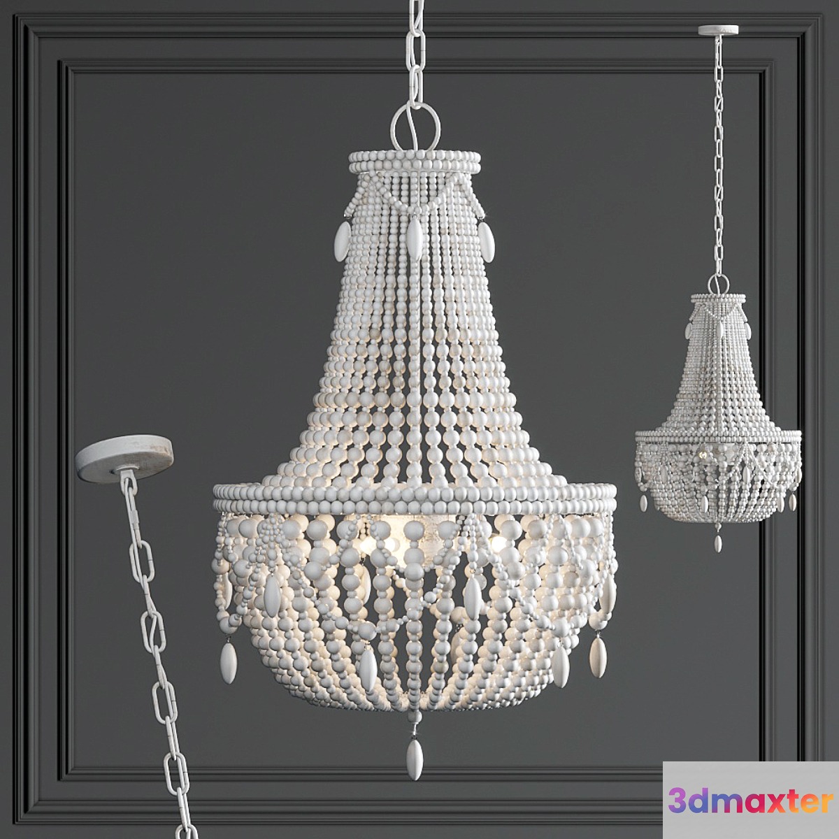Chandelier RH Anselme White Wood Large Chandelier - No.4