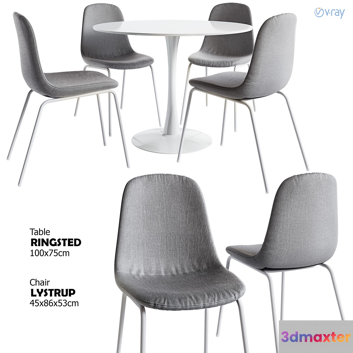 Jysk _ LYSTRUP Chair + RINGSTED Table 3D Max
