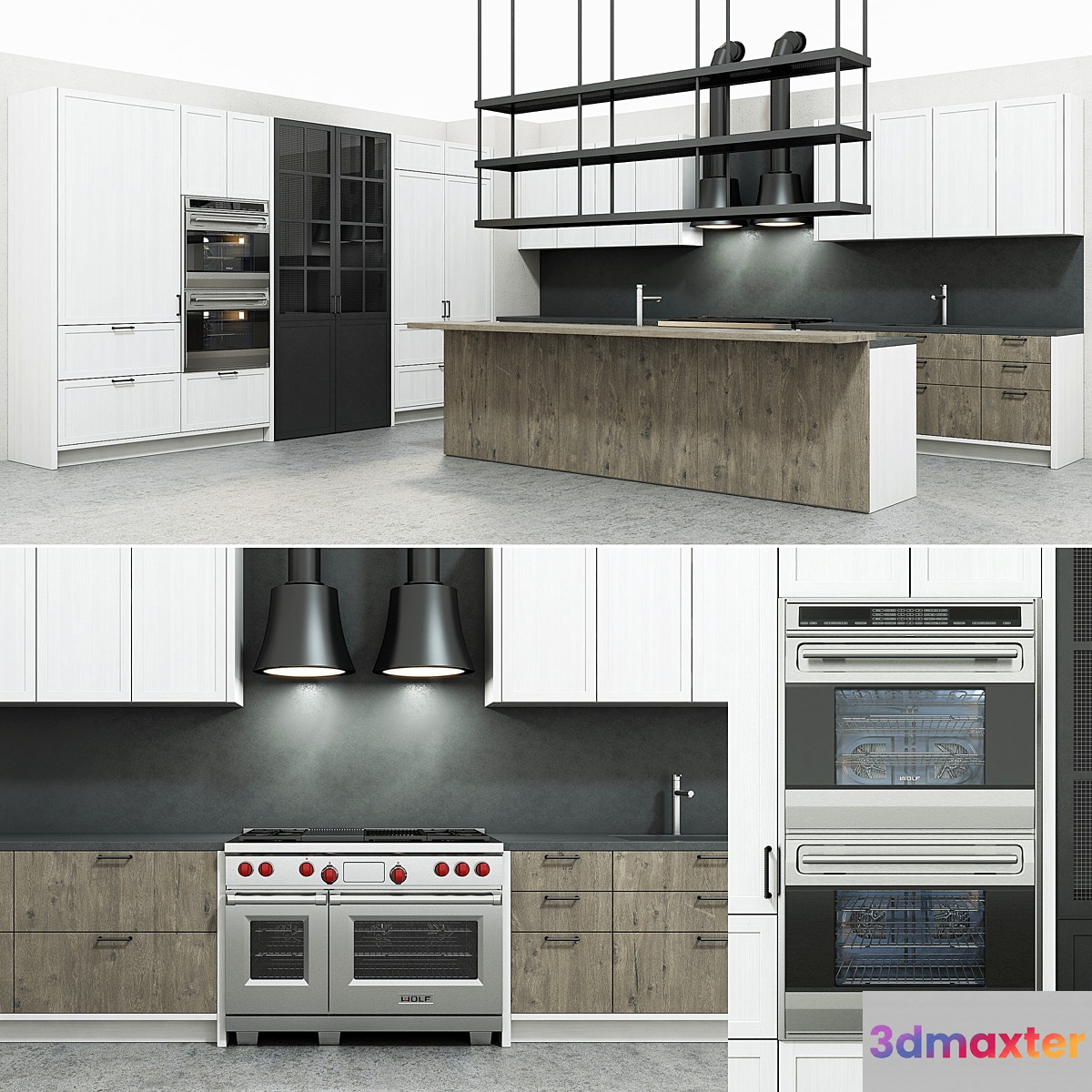 Industrial style kitchen 3D Max