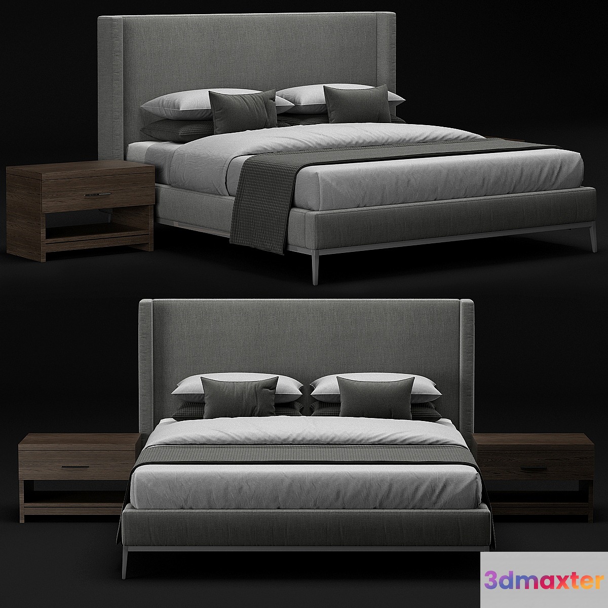 RH Italia Shelter Nontufted Platform bed 3D Max