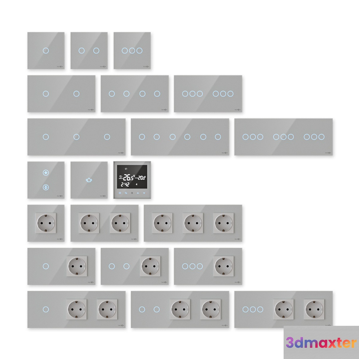 TouchMe sockets and switches - White 3D Max