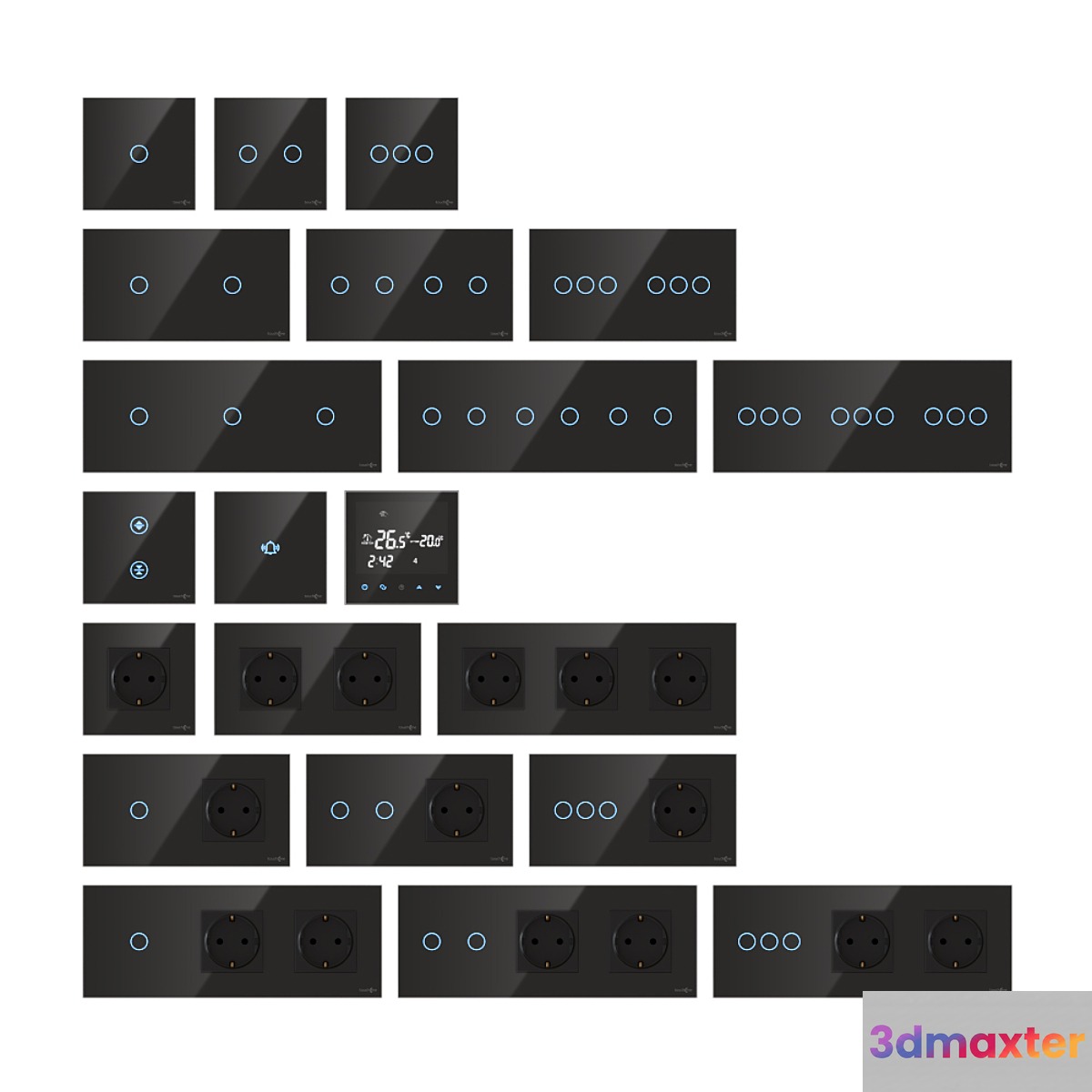 TouchMe sockets and switches - Black - No.4