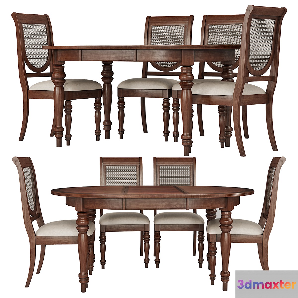 Dining Group LIFESTYLE-Table and Chairs VICTORIA TOBACCO (02) 3D Max