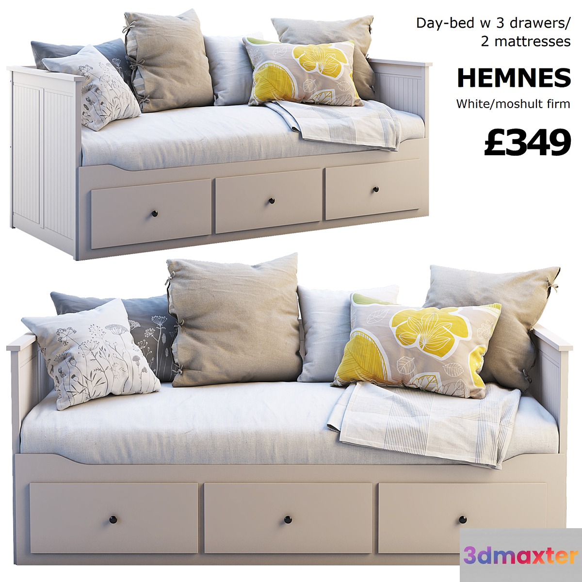 Ikea Hemnes bed 2 3D Max