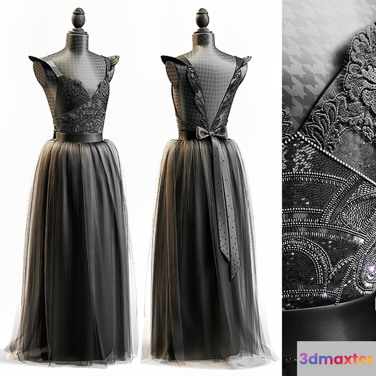 BLACK WEDDING DRESS 3D Max