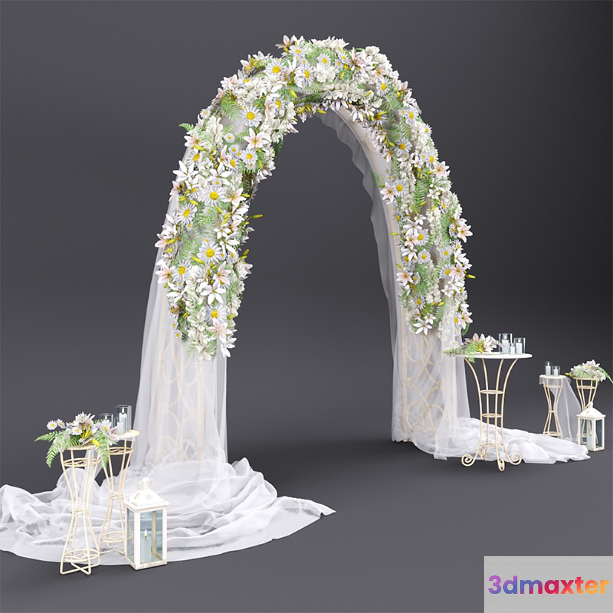 Wedding arch with flowers 3D Max