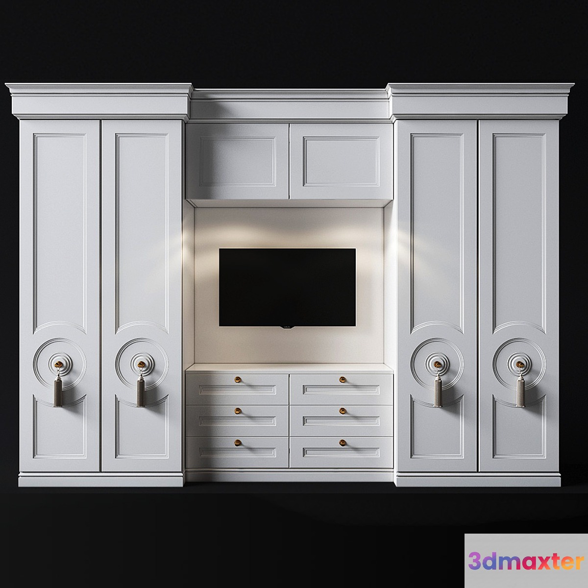 Wardrobe with TV area in the bedroom 3D Max