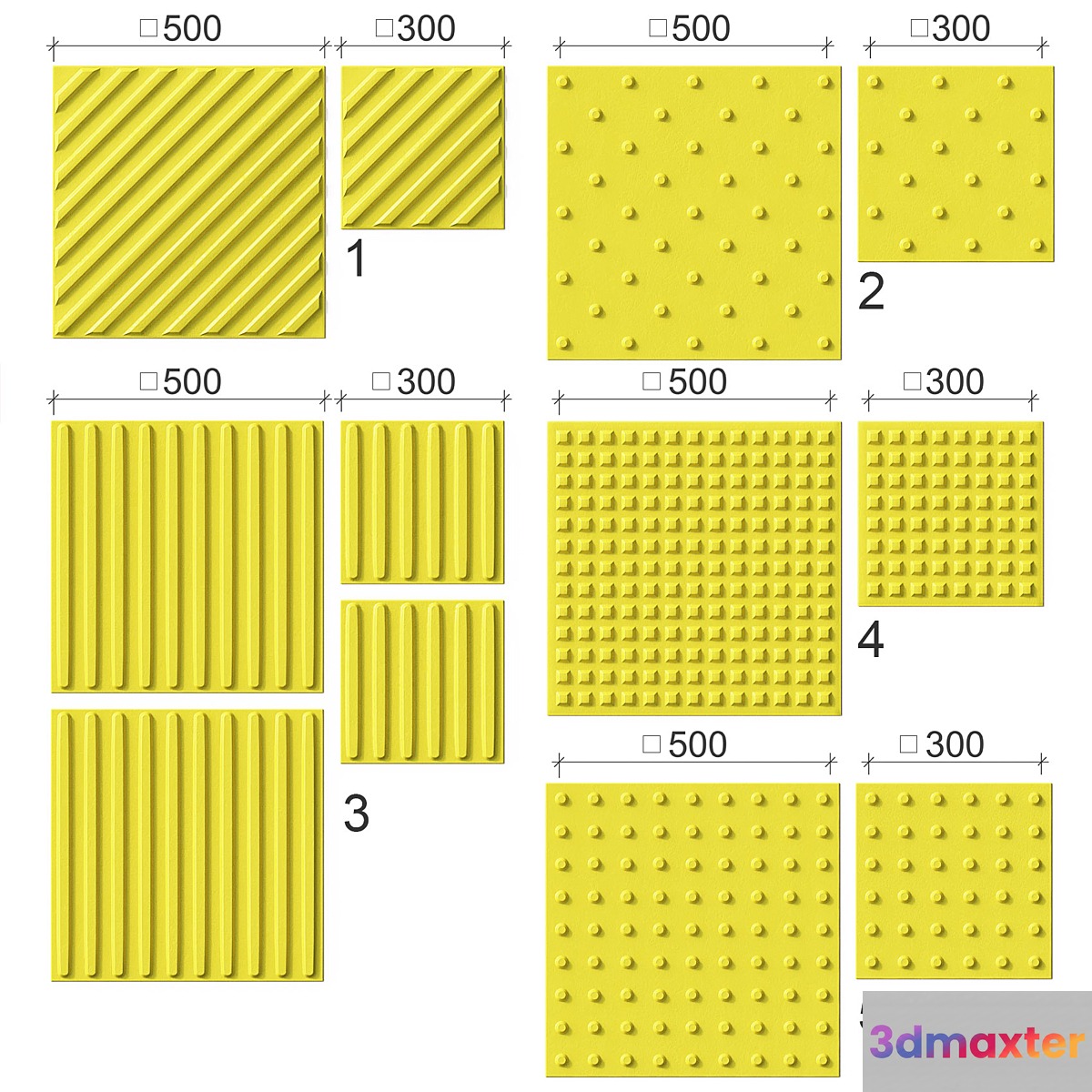 Tactile tiles for disabled 3D Max