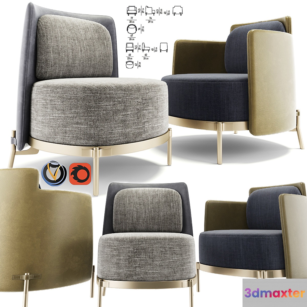 Minotti Tape Armchair Set - No.5