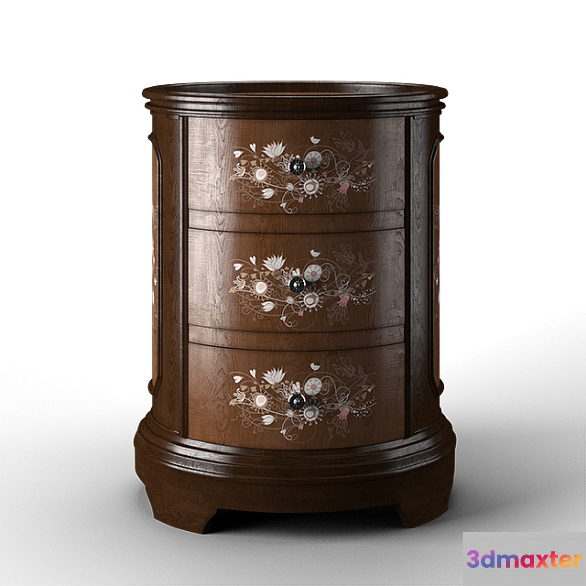 Jabbawy 3 Drawer Hand Painted Oval Tray Chest - No.4