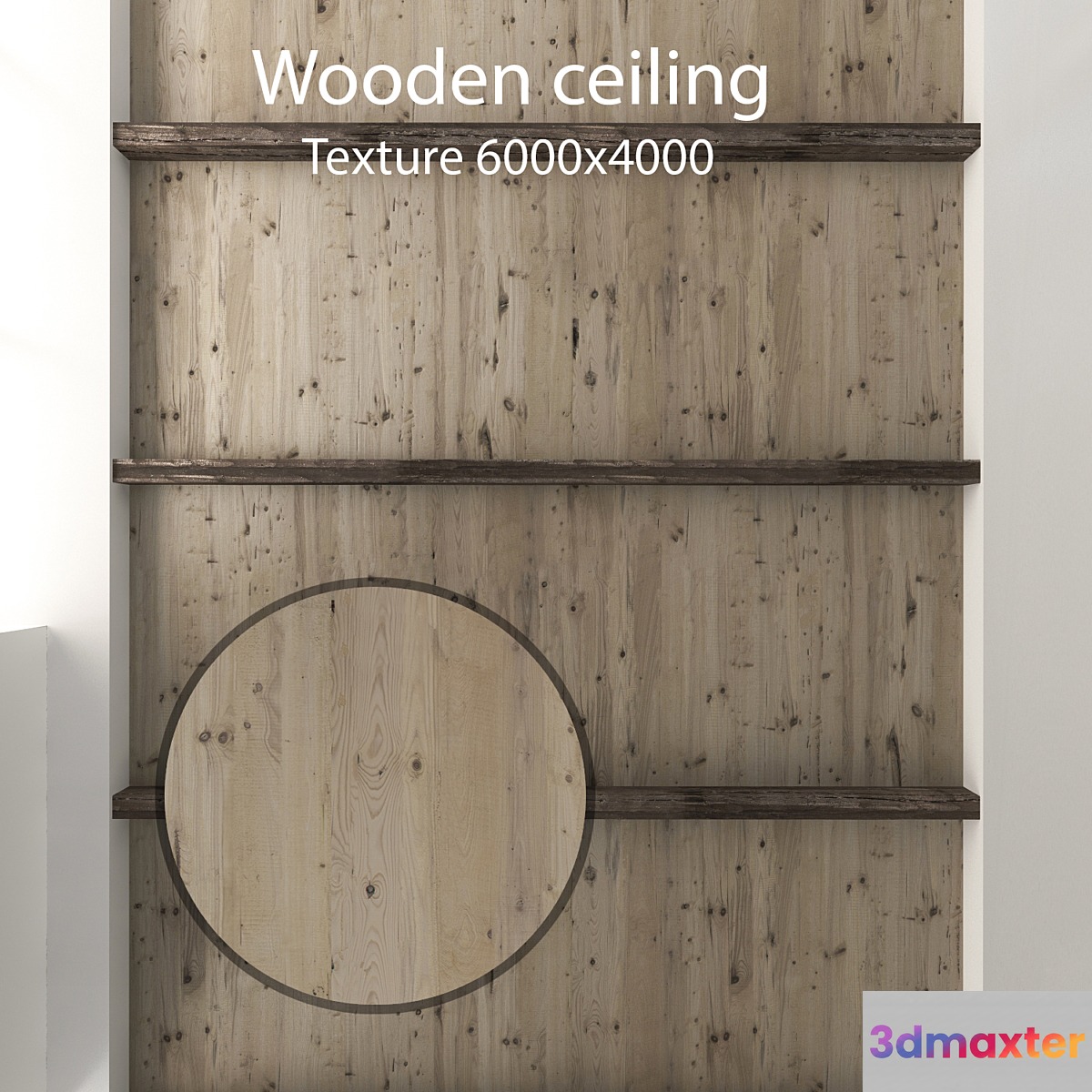 Wooden ceiling with beams 12 3D Max